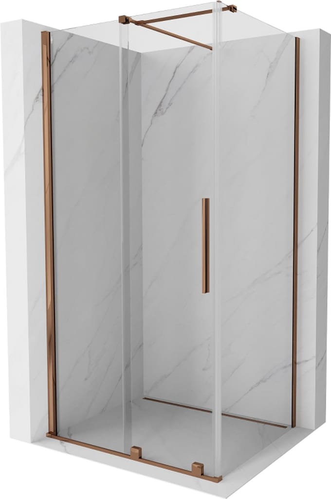 Mexen Velar schuifbare douchecabine 90 x 70 , transparant, roségoud - 871-090-070-01-60