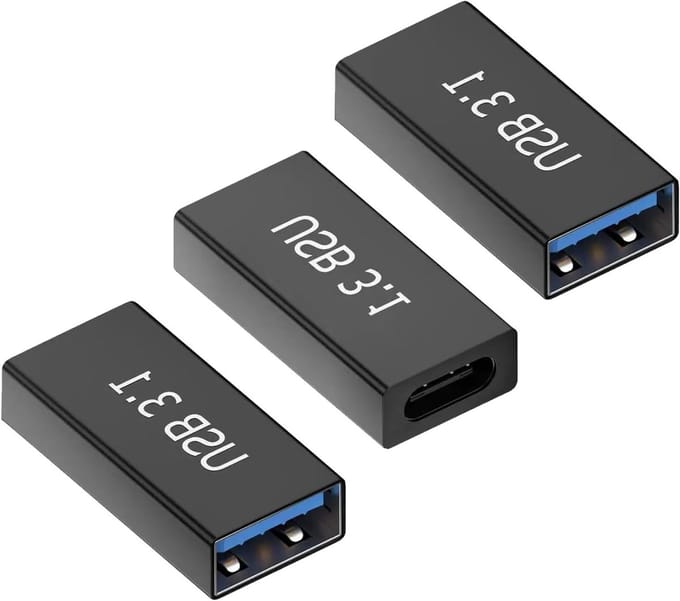 3 Stuks USB C naar USB 3.0 Adapter, Snelle Oplader met Audio-uitgang, Compact en Plug-and-Play voor Computer en Smartphone