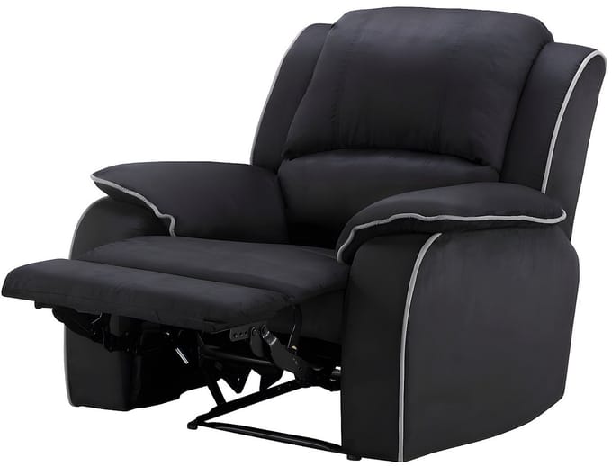 Vente-unique Driezits, tweezits relaxbank en relaxfauteuil van microvezel HERNANI - Zwart