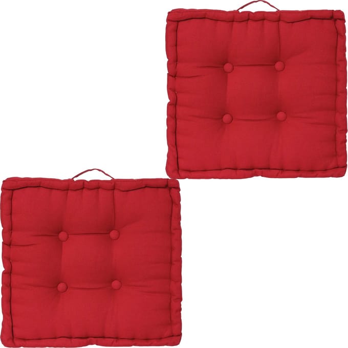 Atmosphera Vloerkussen Square - 2x - rood - katoen - 40 x 40 x 8 cm - vierkant - Extra dik