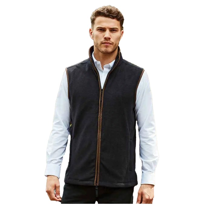Premier Heren Artisan Fleece Gilet (Zwart/Bruin)