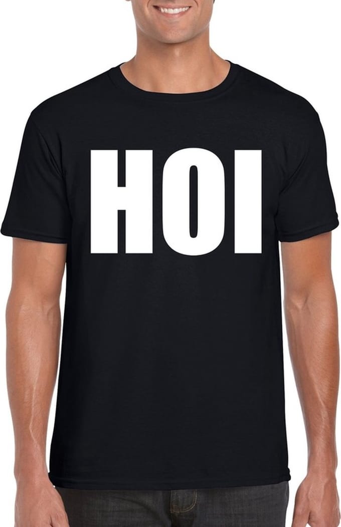 Hoi tekst t-shirt zwart heren M
