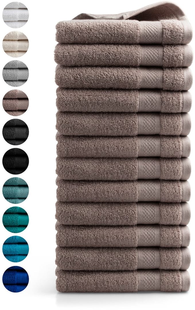 DoubleDry Handdoeken 50 x 100 - set van 12 - Hotel kwaliteit 500 g/m2 - 12x Nougat