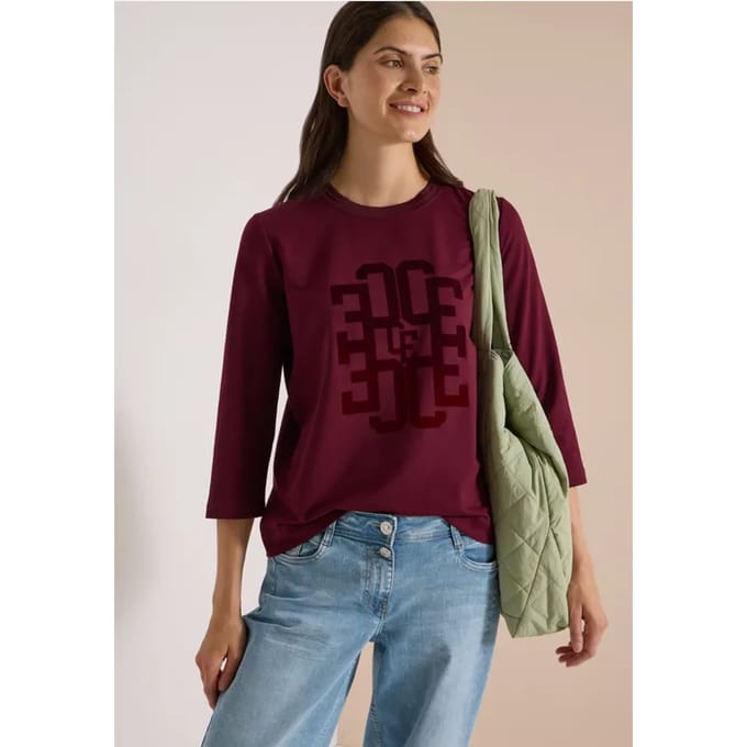 Shirt met 3/4-mouwen, ronde hals en tekst