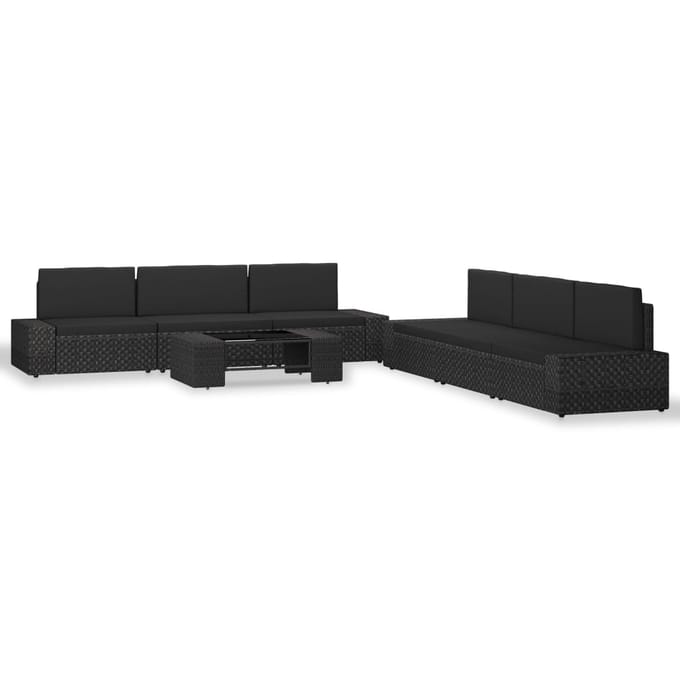 vidaXL - 7-delige - Loungeset - poly - rattan - zwart