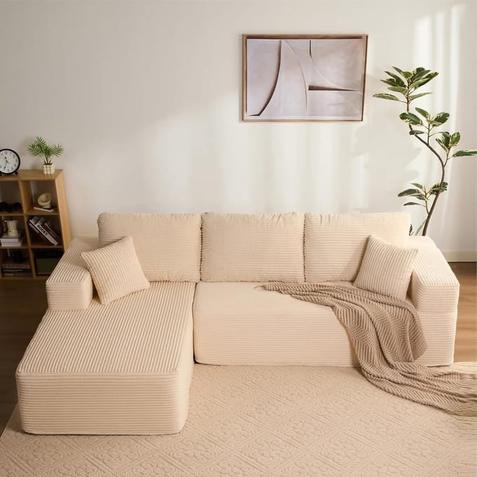 Luxe Uitschuifbare Slaapbank – Beige – Industrohome