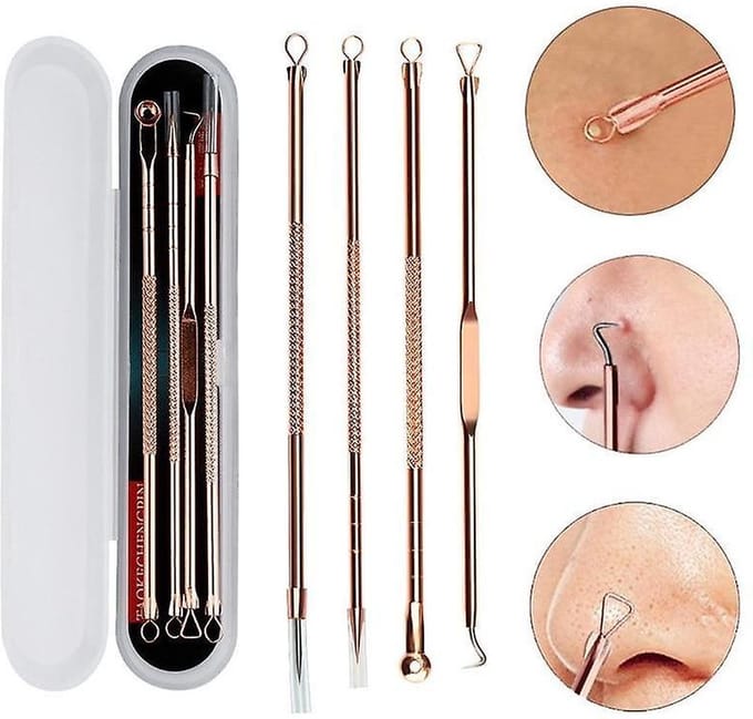 Comedonenlepel set - Mee-eters verwijderen - Blackhead remover - Puistjes - Professionele kit - Extractor tool set - Rose