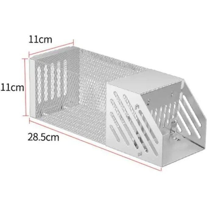 Doorlopende rattenval met enkele deur, binnen en buiten muizenvanger, muizenval, metalen herbruikbare muizenrattenkooi white
