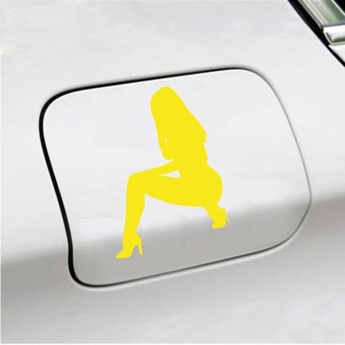 Bumpersticker - Vrouw - 14 X 10 - Geel