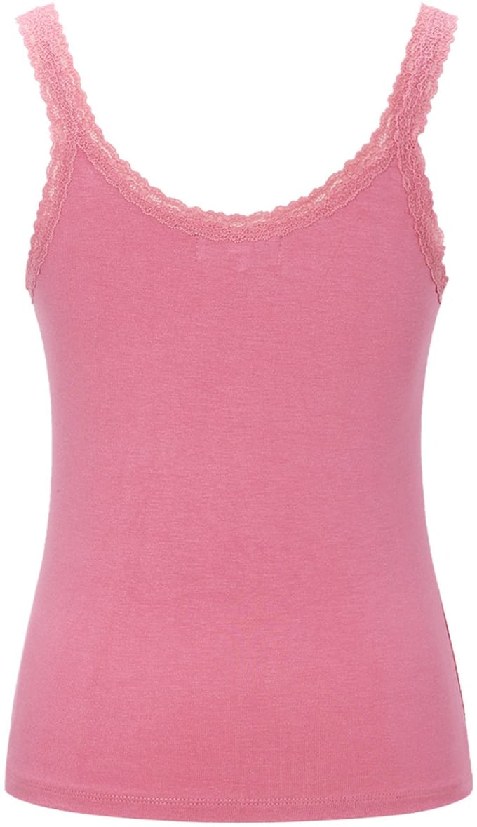 Gimme - Basic Top Lace – Gebreide Top met Kanten Detail – Elegante Onmisbare Essential - Rood - Maat M