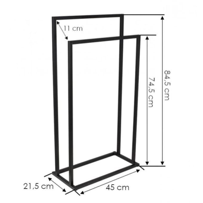 Staande handdoekhouder - Mat Zwart - Staal - 45x21,5x84,5 cm - Max. 4 handdoeken zwart