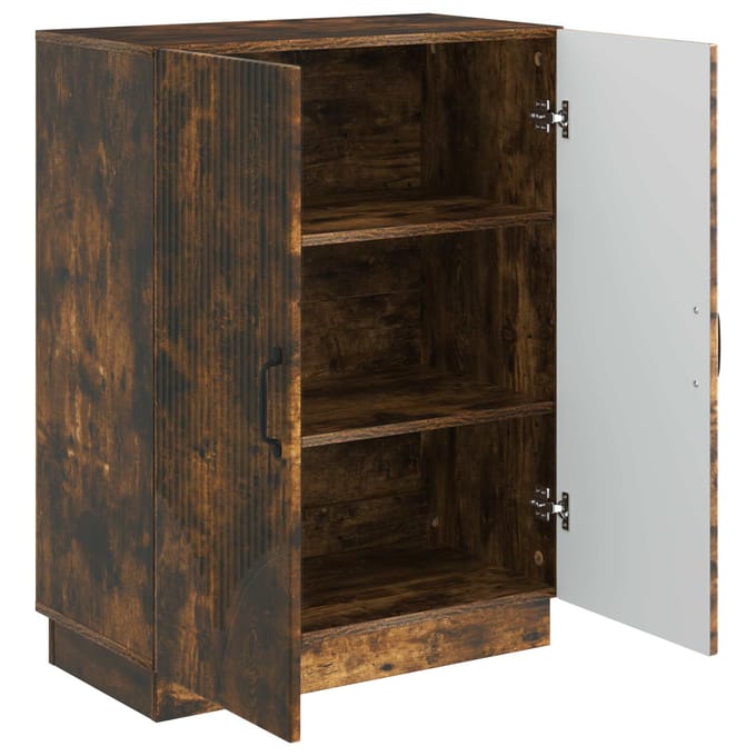 vidaXL - Dressoir - Gerookt - eiken - 66 - x - 34,5 - x - 87 - cm - Bewerkt - hout
