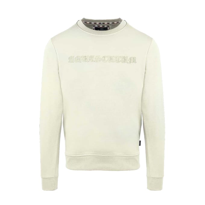 Aquascutum Heren Sweatshirt met geribde kraag (Boter)