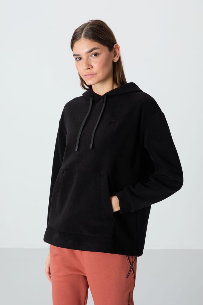 Overmaatse Pluche Hoodie Met Borduurwerk