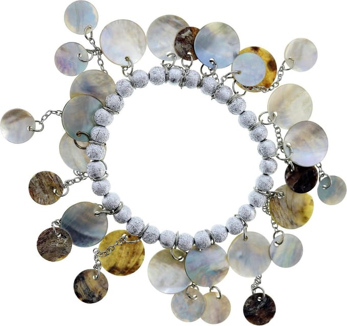 Behave - armband met schelphangers - zilverkleur - boho zomerstijl