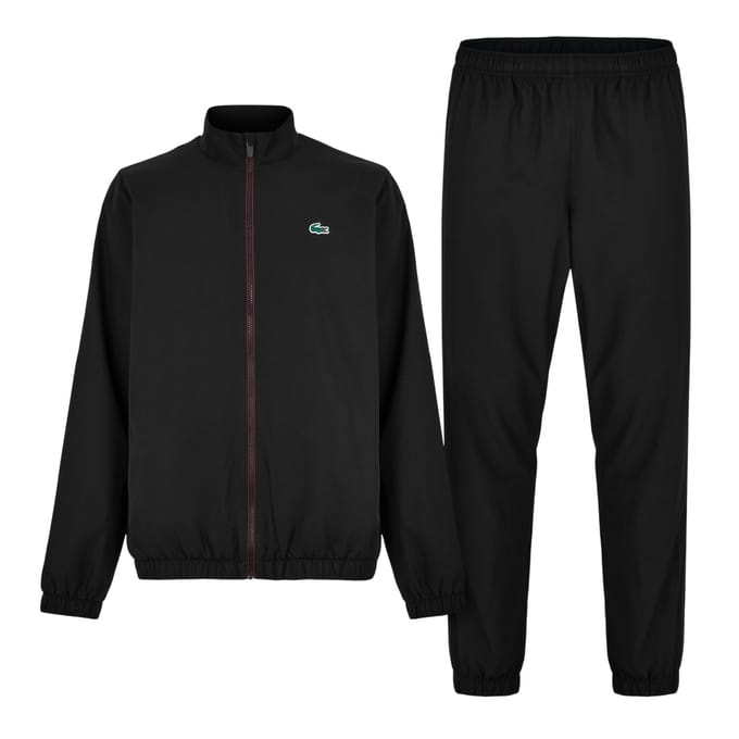 Lacoste Trainingspak met trechterhals en logo voor heren (Zwart/Espresso)