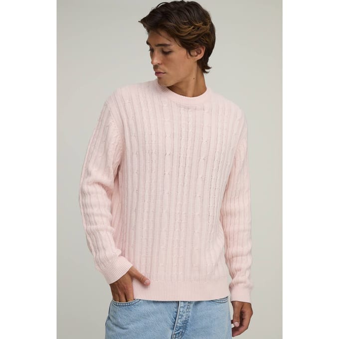 Kabelgebreide Trui Met Relaxed Fit | Light Pink | Size Small