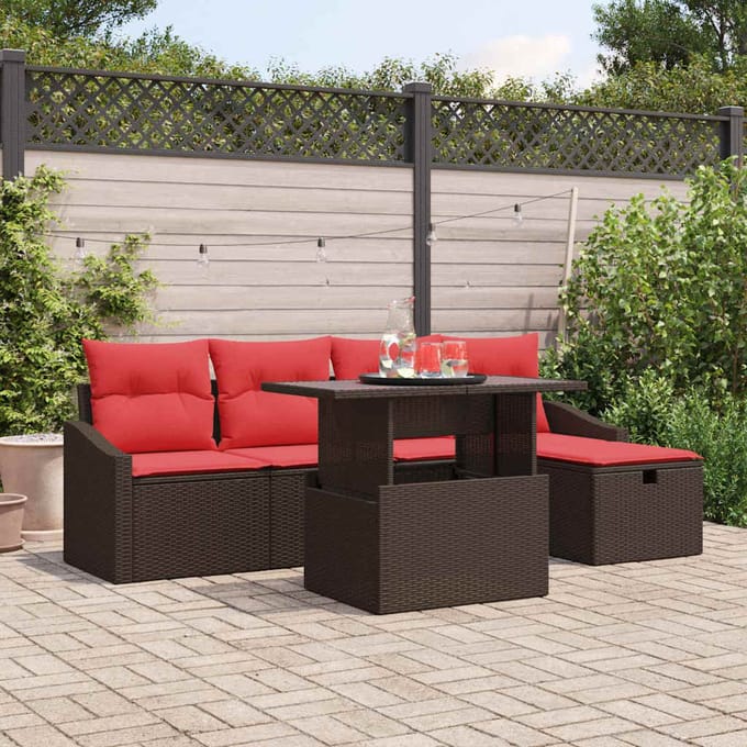vidaXL - Tuinbank - Set - 6 - st - poly - rattan