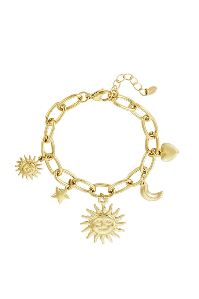 Yehwang Bedelarmband Bright Bliss Goudkleurig - Stainless steel - 18 cm