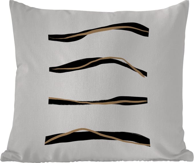 Buitenkussen - Lijn - Zwart - Design - 45x45 cm - Weerbestendig