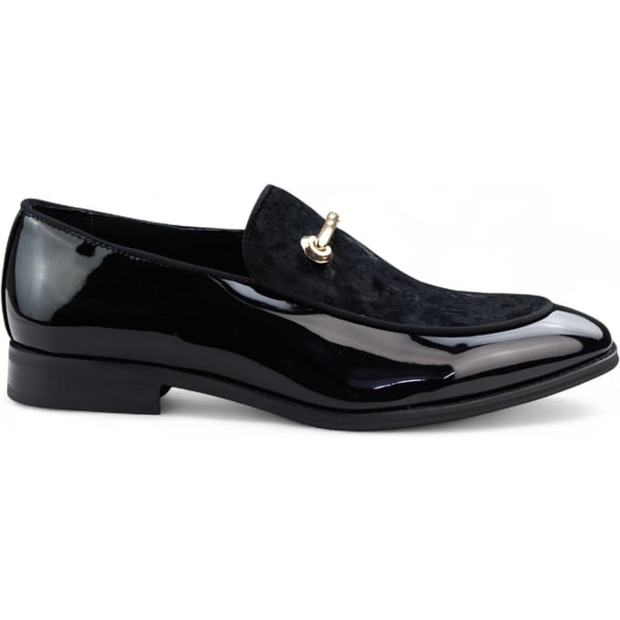 Heren nette zwarte loafers met leren voering en fluwelen instappers