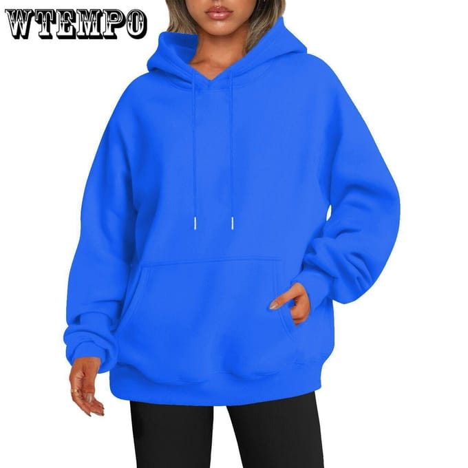 Dames hooded pullover sweatshirt effen kleur oversized losse casual fleece sweatshirt S donkergrijze kleur
