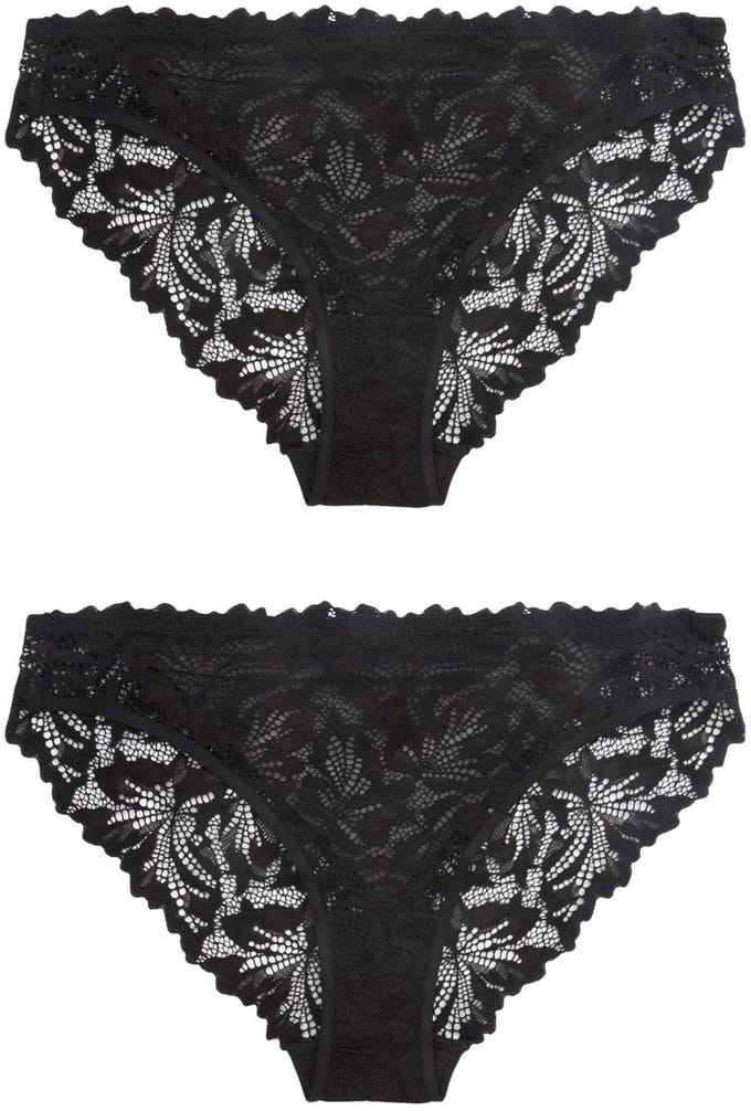 Next - Dames - Set van 2 hoog uitgesneden kanten Ultimate Comfort slips - Zwart