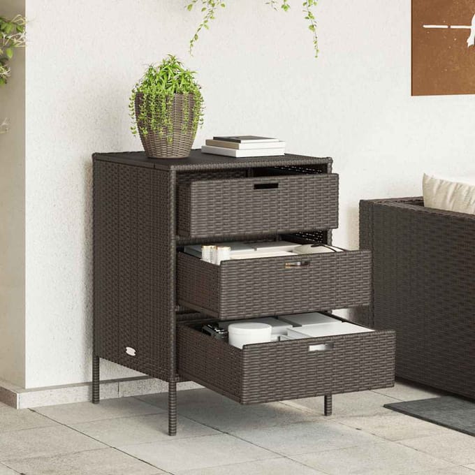 vidaXL - Tuinkast - 55x59x80 - cm - poly - rattan - bruin