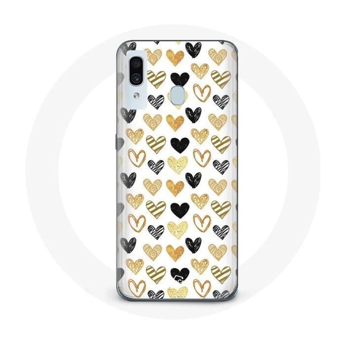 Coque pour samsung galaxy A30 Fond de texture abstraite coeurs noirs