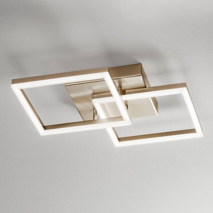 Fabas Luce LED plafondlamp Bard, 45x45cm, matgoud finish