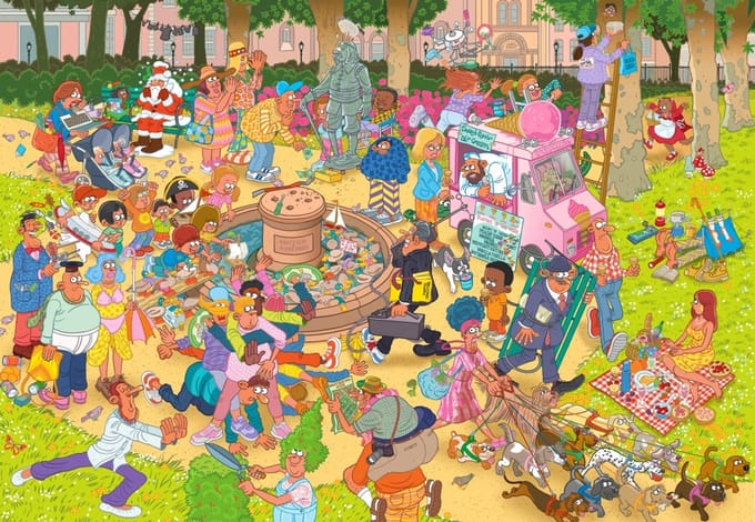 Bluebird Puzzle legpuzzel Chuckle Park - 1000 stukjes kleurrijk speelgoed.