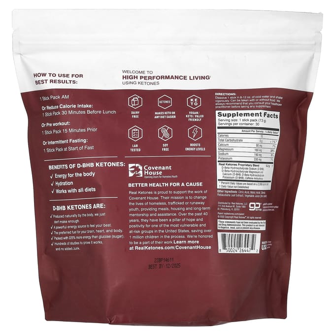 Real Ketones, Shift, Cafeïne Blend Gemengde Bes, 30 zakjes, 0,26 oz (7,3 gr) elk