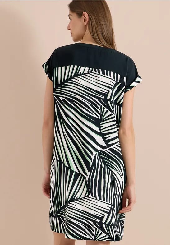 Knielange jurk met printmix