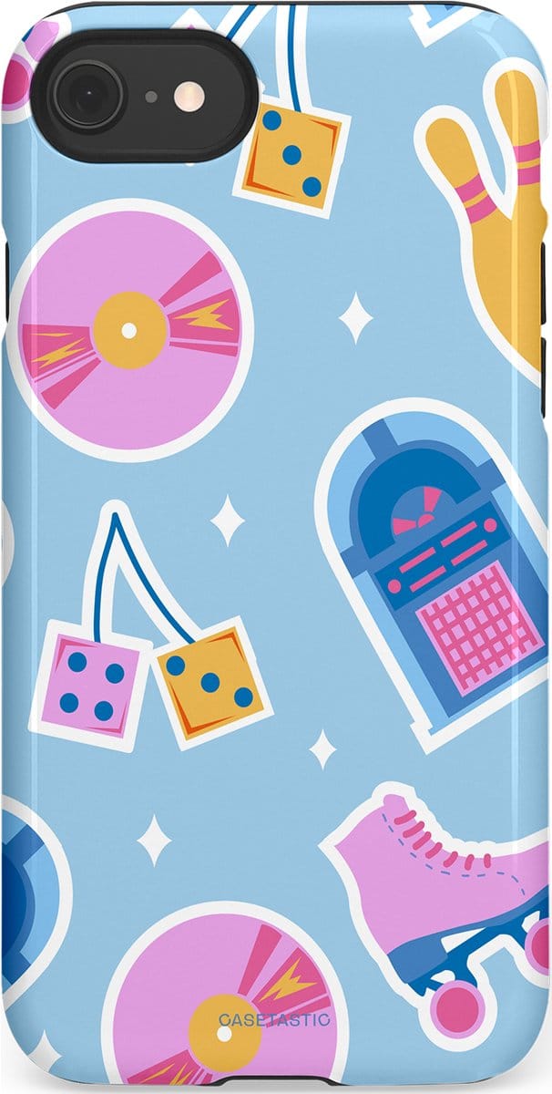 Casetastic Hoesje Geschikt voor Apple iPhone 7/8/SE - Stijlvolle Beschermende Duo-layer Case - Flashback vibes