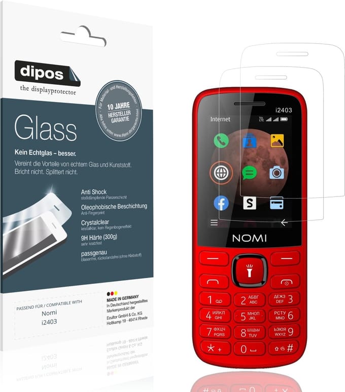 dipos – 2x Pantserfolie geschikt voor Nomi i2403 | 9H Screenprotector