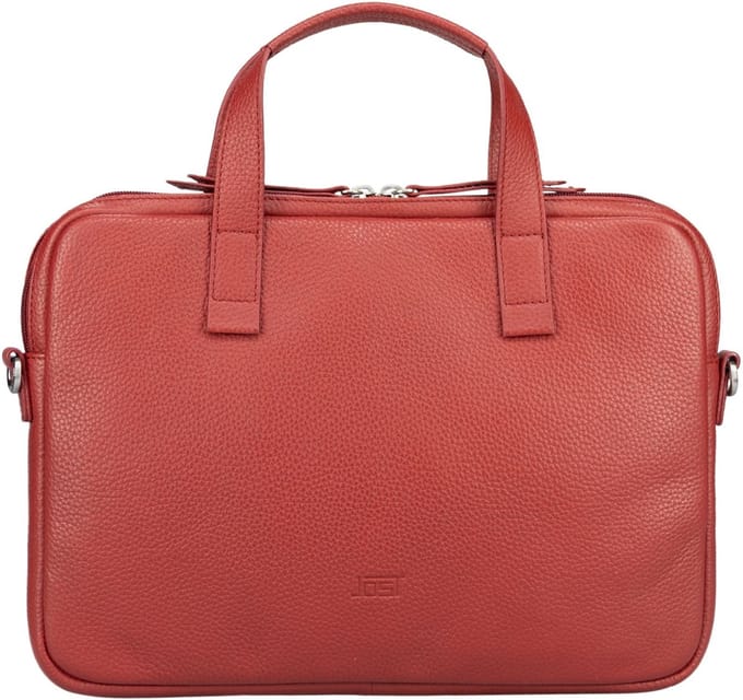 JOST Leren laptoptas schoudertas met laptopvak Vika Laptop Case 14" Red rood