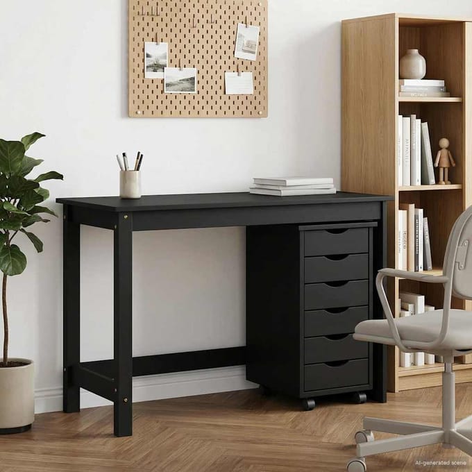 vidaXL - Bureau - en - rolkast - set - MOSS - 2 - st - Zwart