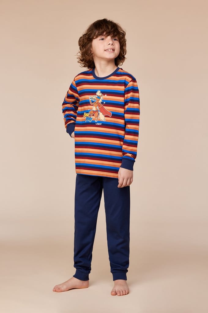 Woody pyjama jongens/heren - multicolor gestreept - pony - 252-10-PLC-S/913 - maat 152