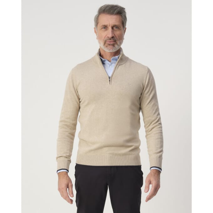 Campbell Trui Pullover Half Zip Sydney 103449 8108 Beige Melange Mannen Maat - XL