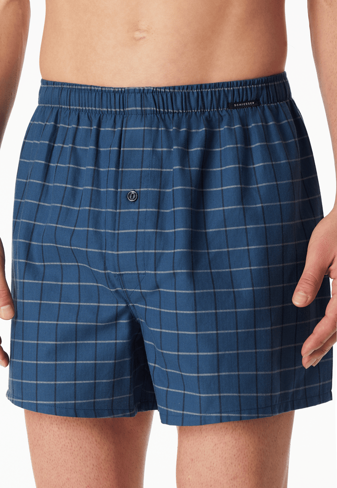 Schiesser 2 PACK Boxershorts geweven - Boxershorts Mukitpacks Heren Onderbroek - blauw