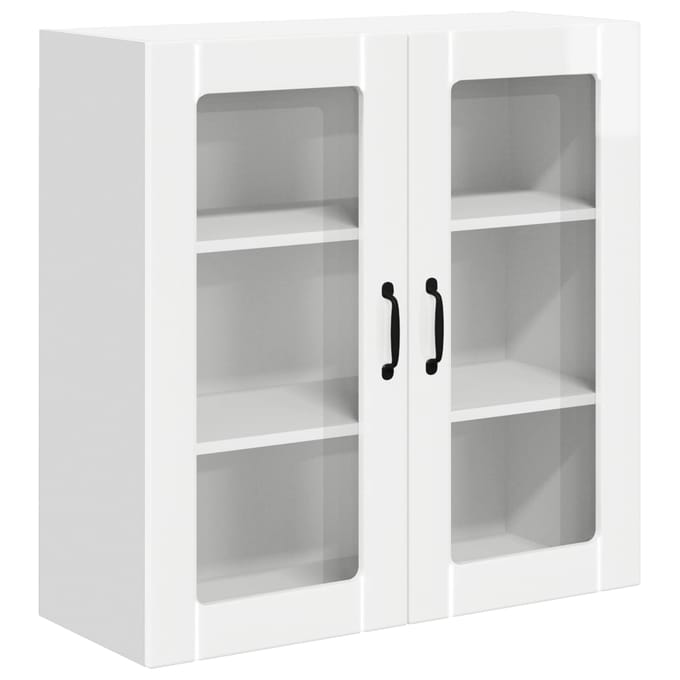 vidaXL - Wandglas - Kasten - LUCCA - Hoogglans - Wit - 80 - x - 31 - x - 80 - cm