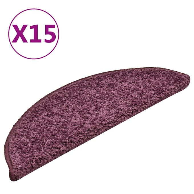 vidaXL - Trapmatten - 15 - st - 56x17x3 - cm - Donkerpaars - Halfrond
