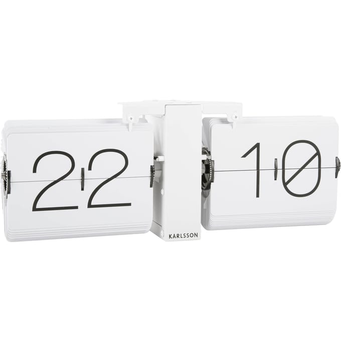 Karlsson Flipklok No Case - Wit - Mat Wit basis - 36x8,5x14cm - Scandinavisch