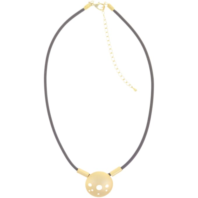 Behave – Ketting dames – Ronde hanger goudkleur – Bruine band – Modern design