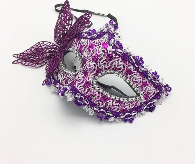 Venetiaans Masker - Vlindermotief - Stof - Paars