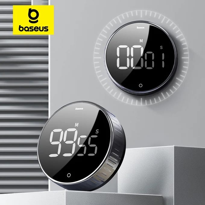 Baseus Magnetische kookwekker Rotatie Countdown Digitale timer Alarm Kooktimer Klok Studie Bakken Herinnering Stopwatch Klok Black