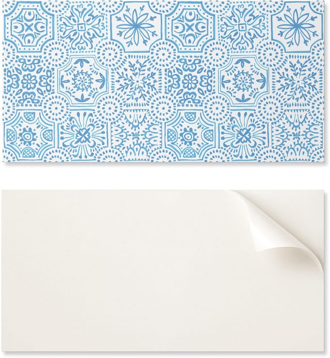 Zelfklevend vinylpaneel met print van 120x60 cm met keramisch ruitpatroon.
