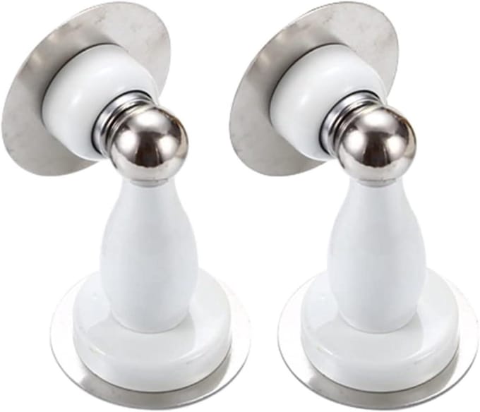 Magnetische Deurstoppers - Deurhouders - Deur Openhouden - Roestvrij Staal - 20 cm - Wit