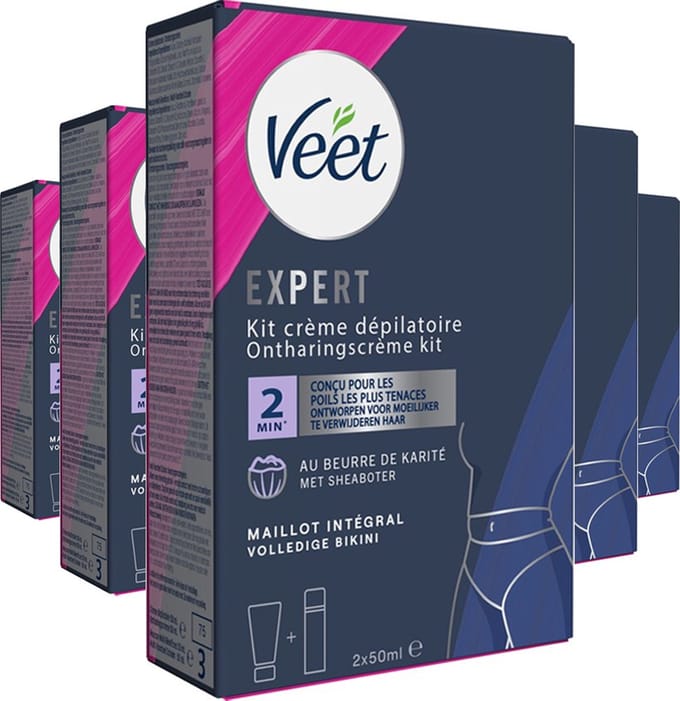 Veet - Expert - Ontharingscreme Bikini Kit 100ml (2 x 50ml) - 5 Stuks - Voordeelverpakking