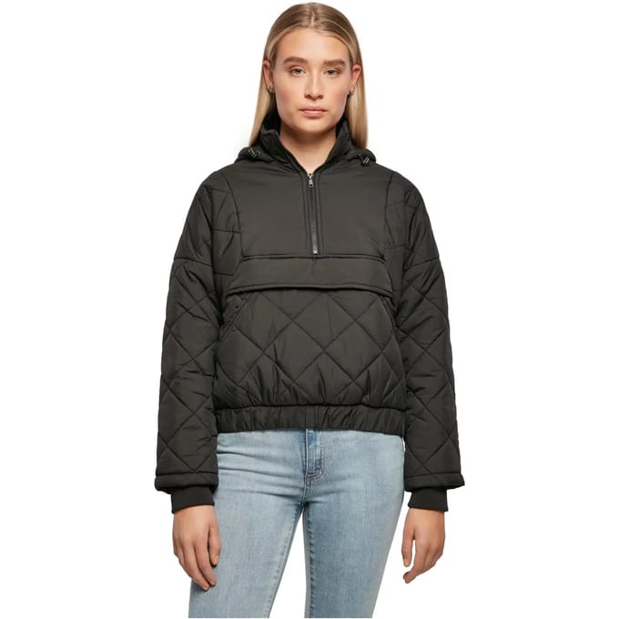 Dames sweatshirt met capuchon Urban Classics oversized diamond quilted pull over